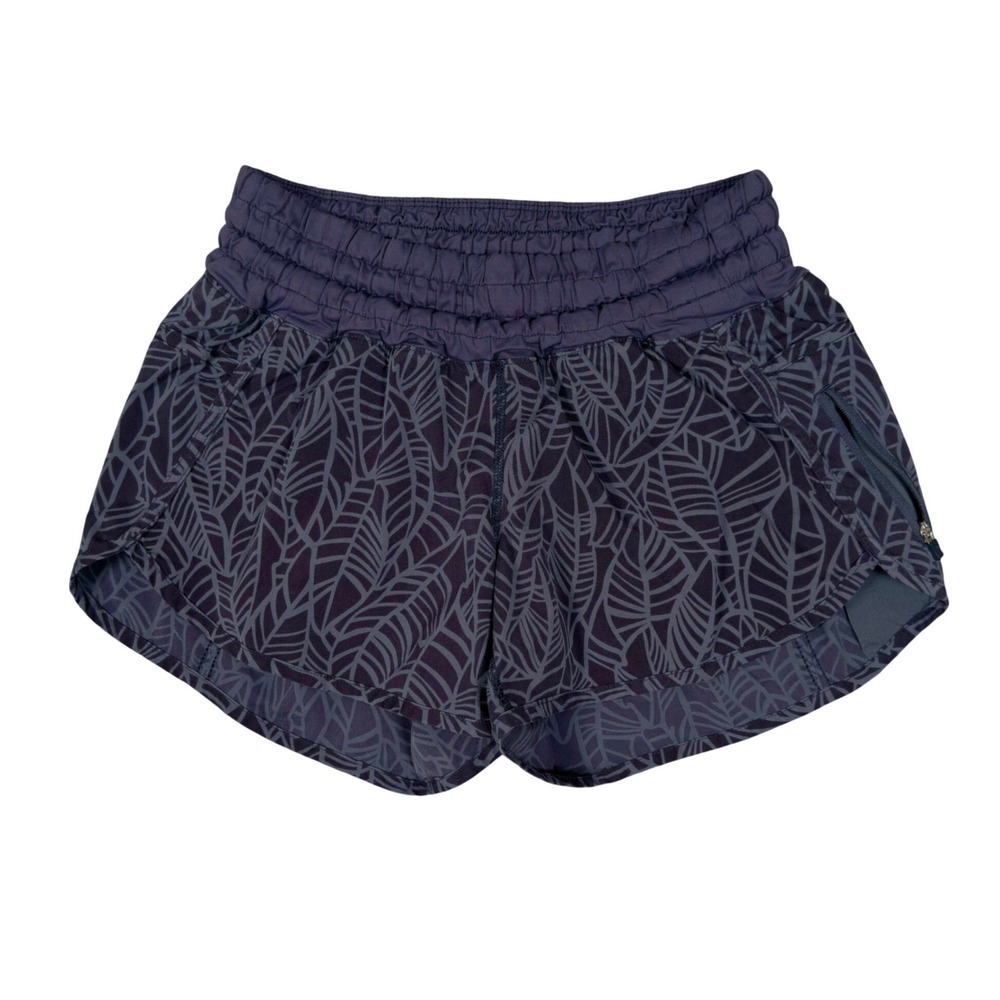 Lululemon Purple Leaf Tracker V Running Shorts Women's 6 Lined Zip Pocket 4"